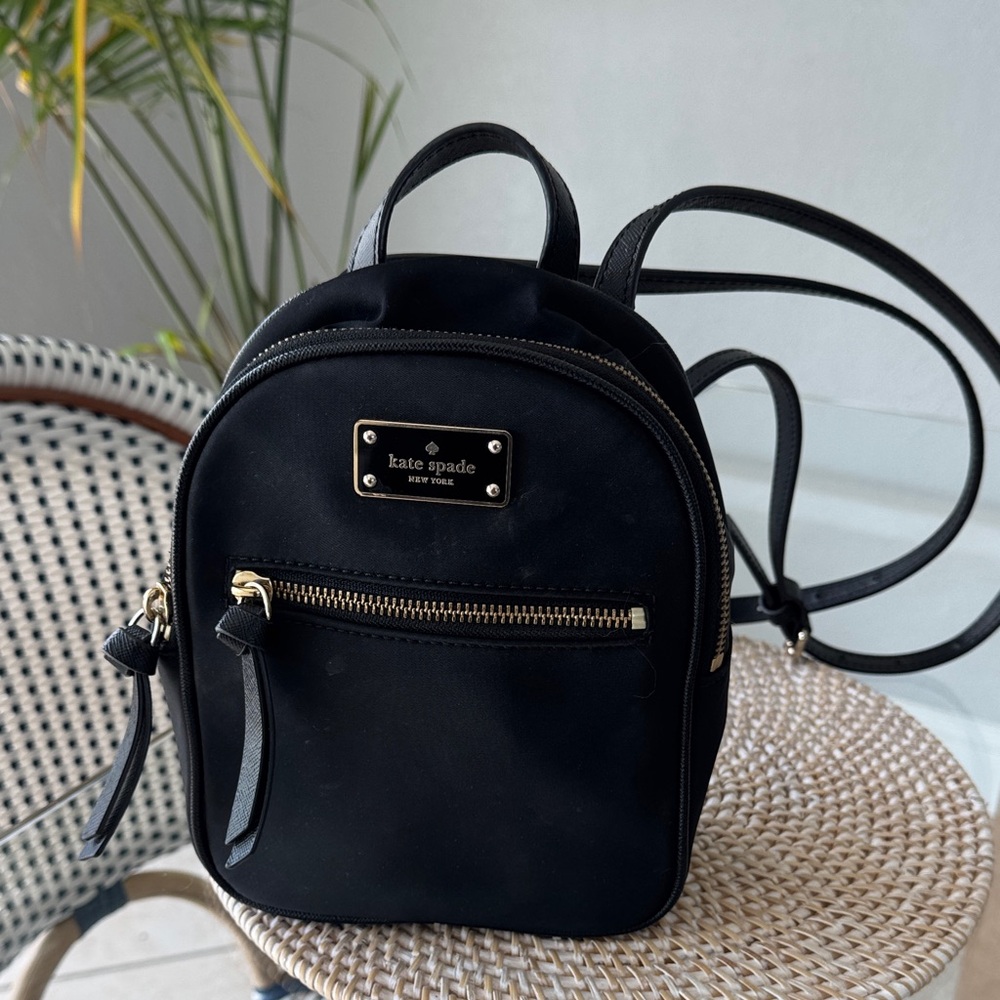 Kate Spade Black and Gold Mini Backpack